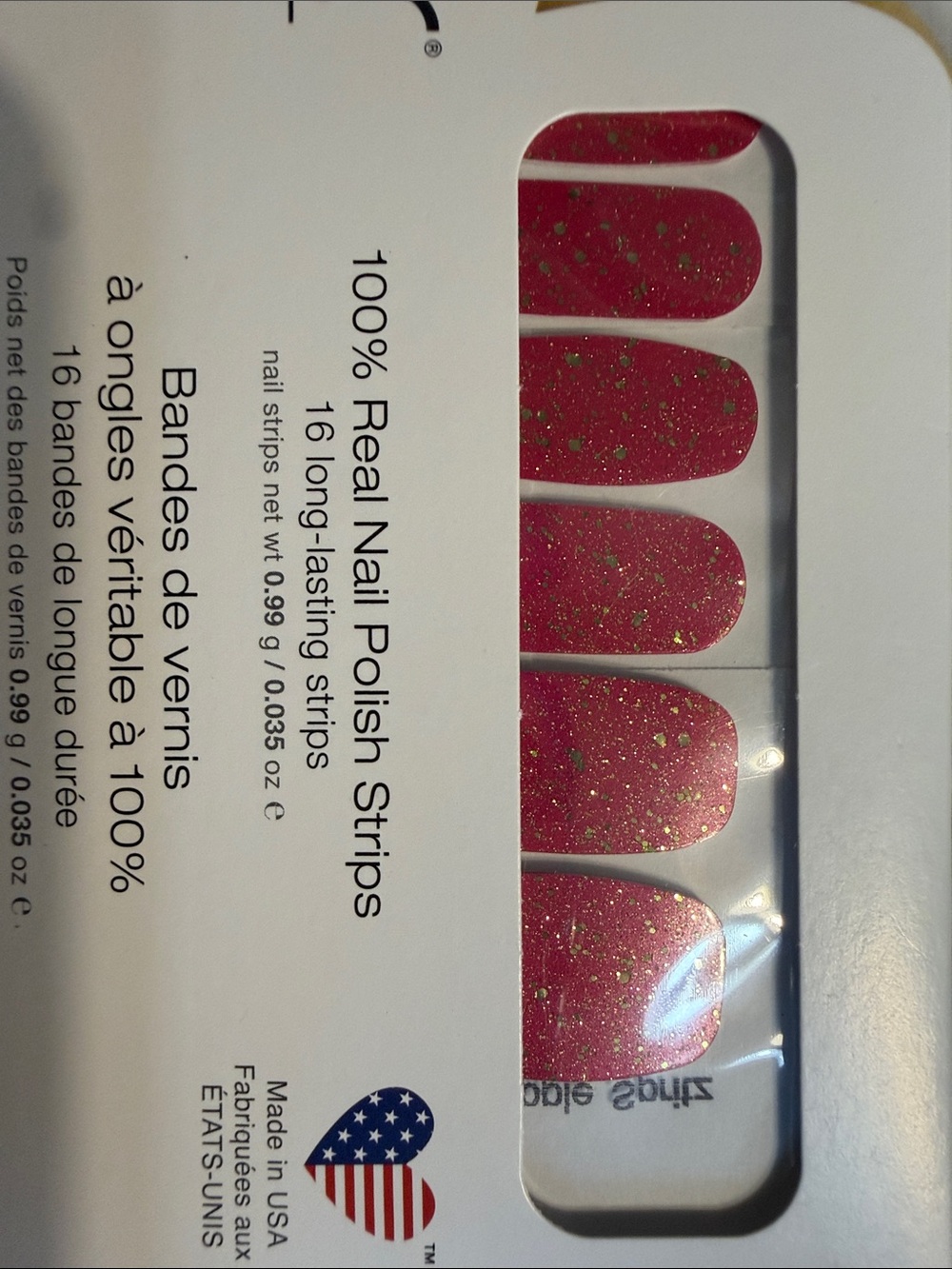 Color Street Pink Glitter Press-On Nail Strips
